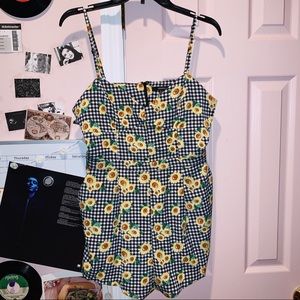 Sunflower / Checkered Print Romper